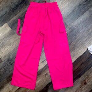 Pink High Waisted Wide Leg Pants with Pockets!
